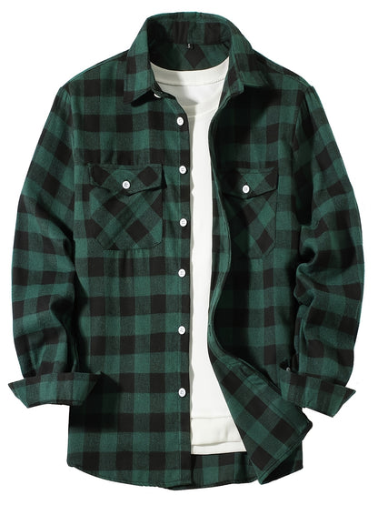 Men's Flannel Plaid Shirts Long Sleeve Button Down Shirts Casual Fall Shirt