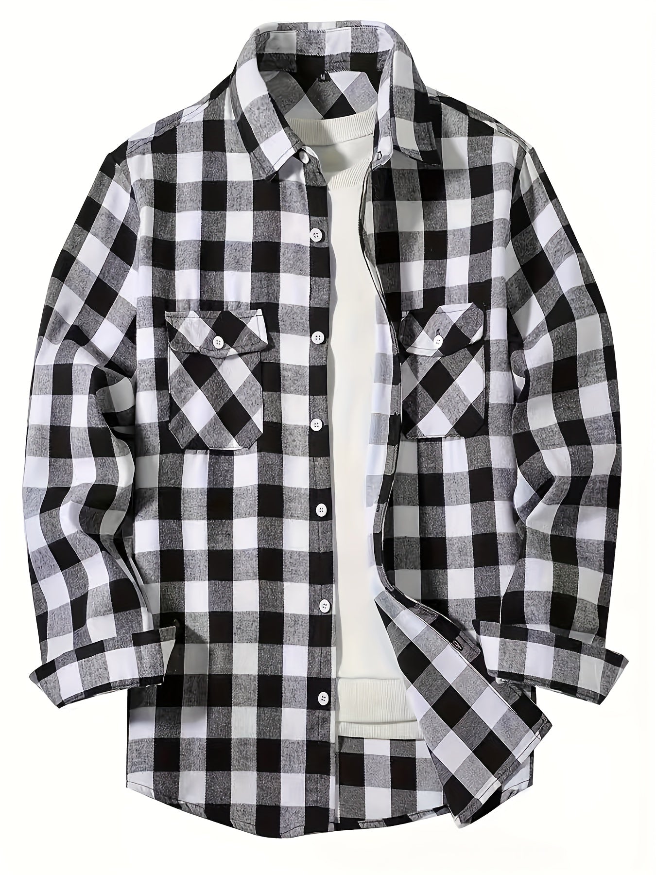 Men's Flannel Plaid Shirts Long Sleeve Button Down Shirts Casual Fall Shirt