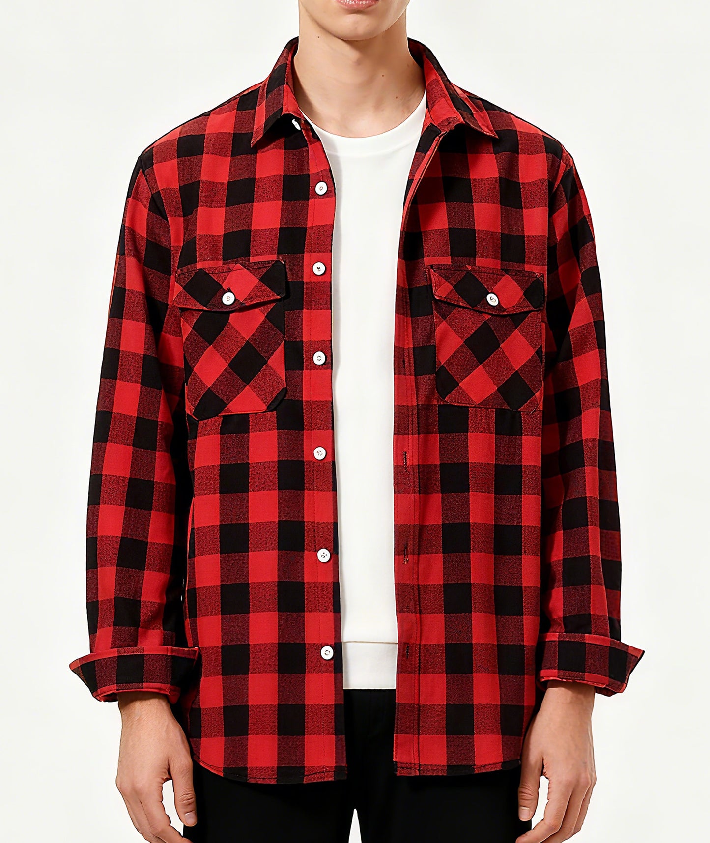 Men's Flannel Plaid Shirts Long Sleeve Button Down Shirts Casual Fall Shirt