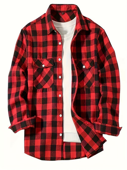 Men's Flannel Plaid Shirts Long Sleeve Button Down Shirts Casual Fall Shirt