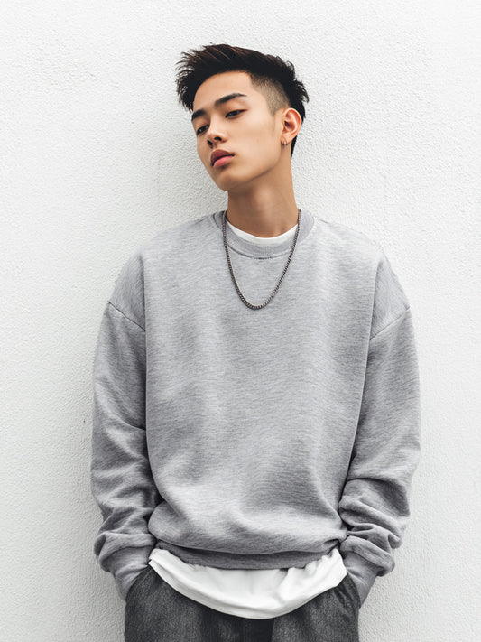 320g straight shoulder terry crew neck sweatshirt