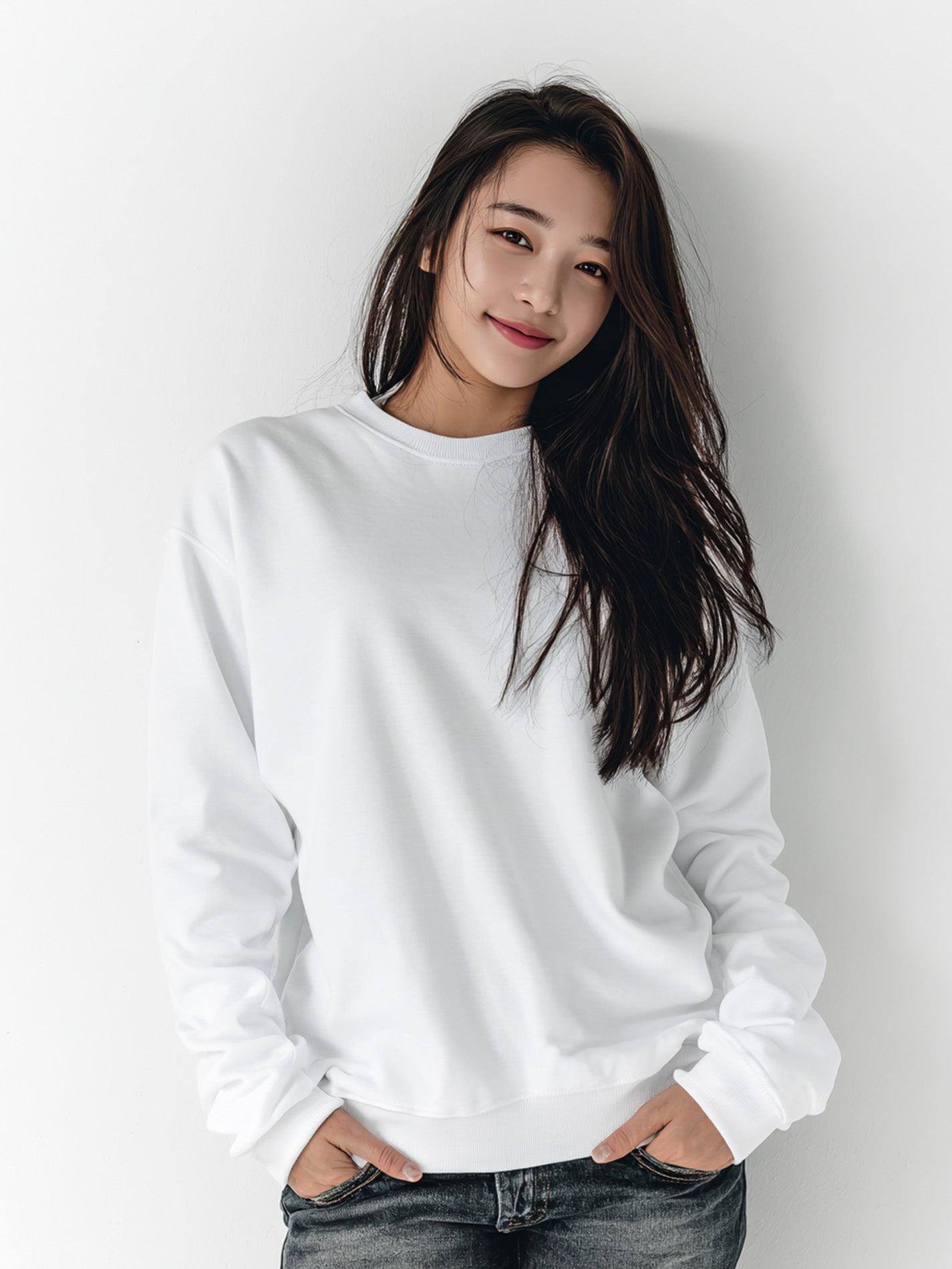320g straight shoulder terry crew neck sweatshirt